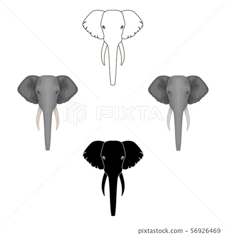 Elephant icon in cartoon,black style isolated on white background. Realistic animals symbol stock 56926469