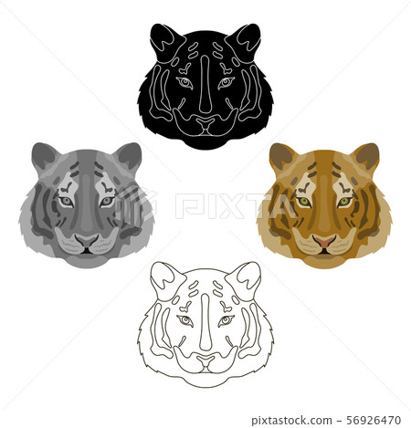 Tiger icon in cartoon,black style isolated on white background. Realistic animals symbol stock 56926470