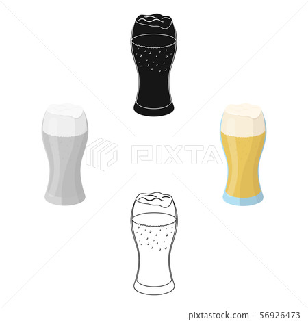 A glass of wheat beer with foam.Alcoholic beverage to relax. Pub single icon in cartoon,black style 56926473