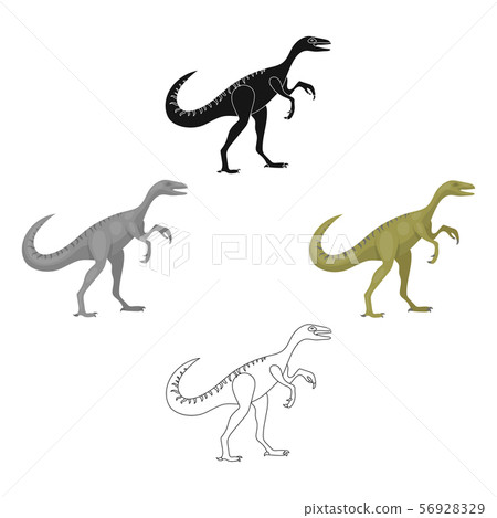 Dinosaur Gallimimus icon in cartoon,black style isolated on white background. Dinosaurs and 56928329