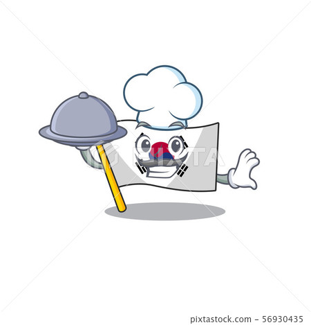 Chef with food flag korea isolated with the mascot Chef with food flag korea isolated with the mascot 56930435