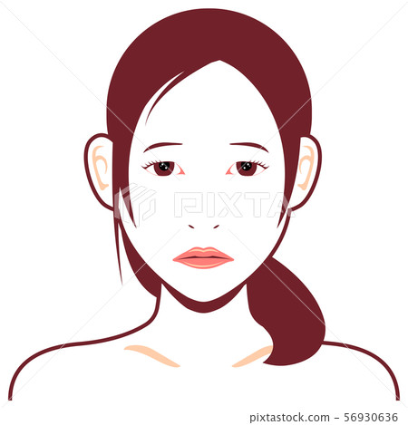 年輕的日本女模特上半身圖（美容/面部護理）/悲傷的臉/沮喪的臉 56930636