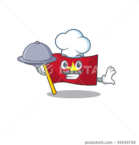 Chef with food flag vietnam fluttered on mascot pole Chef with food flag vietnam fluttered on mascot pole 56930788