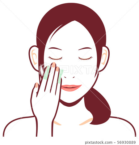 年輕日本婦女上身例證/構成去膜劑/棉花 年輕日本婦女上身例證/構成去膜劑/棉花 56930889