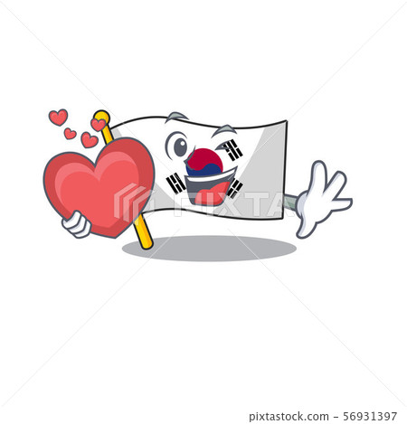 With heart flag korea isolated with the mascot With heart flag korea isolated with the mascot 56931397