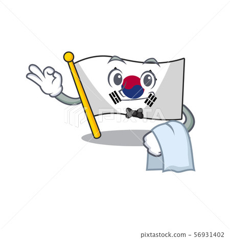 Waiter flag korea isolated with the mascot Waiter flag korea isolated with the mascot 56931402