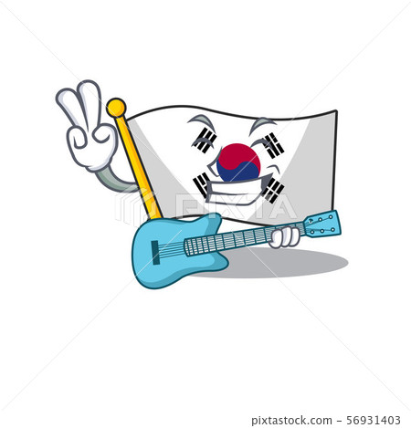 With guitar flag korea isolated with the mascot With guitar flag korea isolated with the mascot 56931403