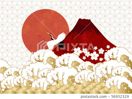 Red Fuji and first sunrise and tsunami 56932329