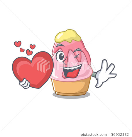 With heart kakigori with in the cartoon shape 56932382