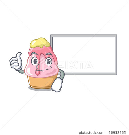 Thumbs up with board kakigori is served into character glasses 56932565