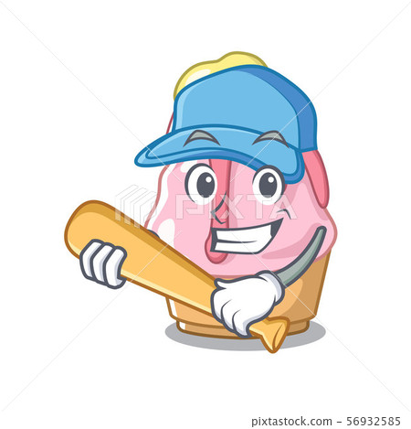 Playing baseball kakigori is served into character glasses 56932585