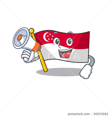 With megaphone flag singapore in the mascot shape 56933082