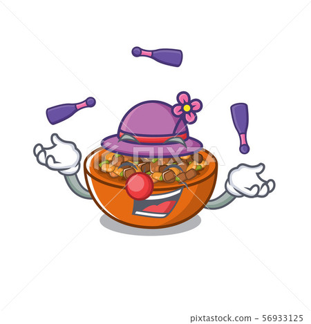 Juggling kung pao chicken in a cartoon 56933125