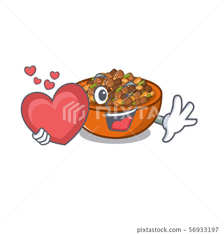 With heart kung pao chicken in character shape With heart kung pao chicken in character shape 56933197