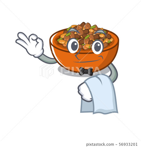 Waiter kung pao chicken in character shape Waiter kung pao chicken in character shape 56933201