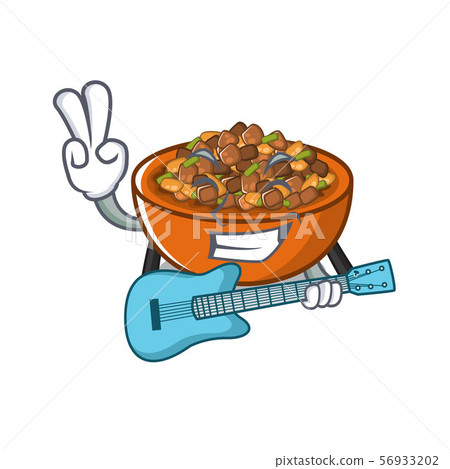 With guitar kung pao chicken in character shape With guitar kung pao chicken in character shape 56933202