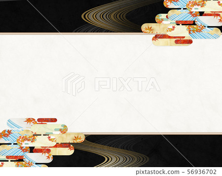 感覺日本紙質的日本畫 - 秋天 - 雲 - 黑色和白色 56936702