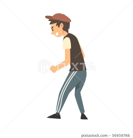 Aggressive Boy Hooligan Character, Bullying, Bad Behaviour Cartoon Vector Illustration 56939766