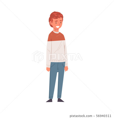 Smiling Boy, Happy Student in Casual Clothes Vector Illustration 56940311