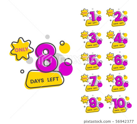 Only 8 Days Left Flat Isolated Sticker Set Stock Illustration