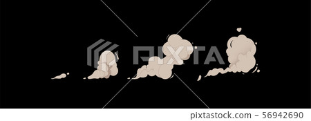 Cartoon smoke cloud set isolated on black background 56942690