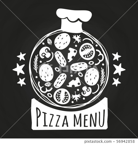 Chalk board pizza. Pizzeria menu chalk banner vector design Chalk board pizza. Pizzeria menu chalk banner vector design 56942858