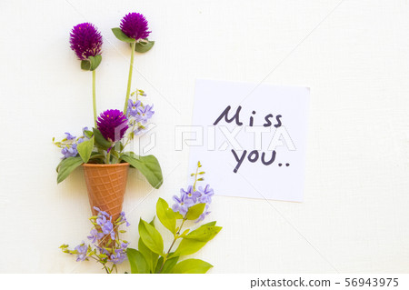 i miss you message card handwriting with flowers 56943975