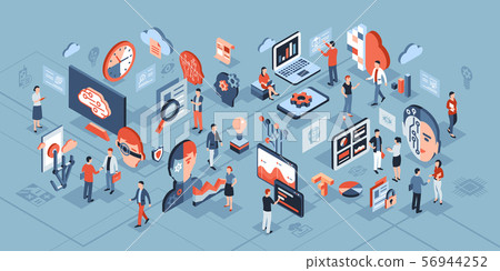 Artificial intelligence technology isometric icons 56944252