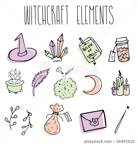 Halloween witchcraft magic retro vintage doodle 56945010