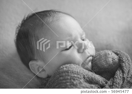 portrait of a little girl: baby's face close-up. concept of childhood, healthcare, IVF 56945477