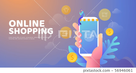 Shopping online illustration banner Shopping online illustration banner 56946061