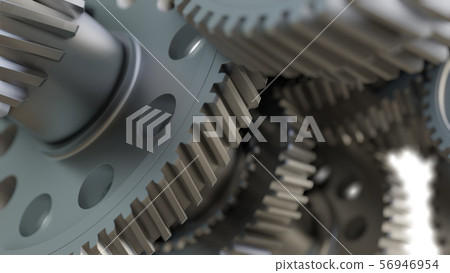 Gear metal wheels close-up. 3D ollustration 56946954