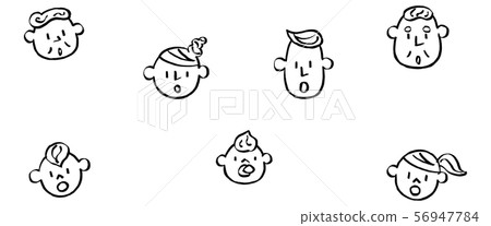 3 Generation Family Hand Drawn Surprised Stock Illustration 56947784 Pixta