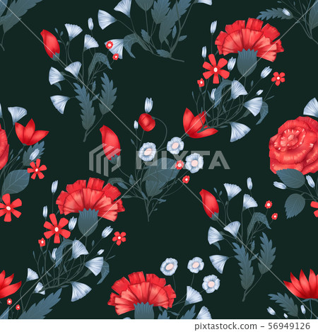 Seamless pattern Vector floral design with roses . Romantic background print 56949126