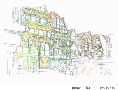 歐洲街道,德國,Bad Salzuflen,半木結構房屋 歐洲街道,德國,Bad Salzuflen,半木結構房屋 56949249