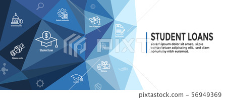 Student Loans Icon Set with Web Header Banner Student Loans Icon Set with Web Header Banner 56949369