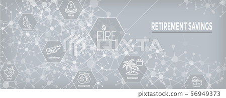 Retirement Savings Icon Set and Web Header Banner Retirement Savings Icon Set and Web Header Banner 56949373