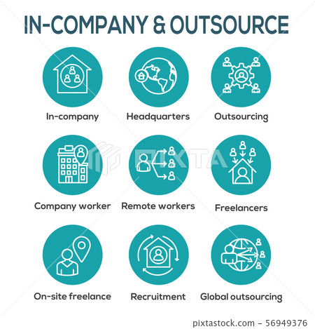 In-Company and Outsource Icon Set with 56949376