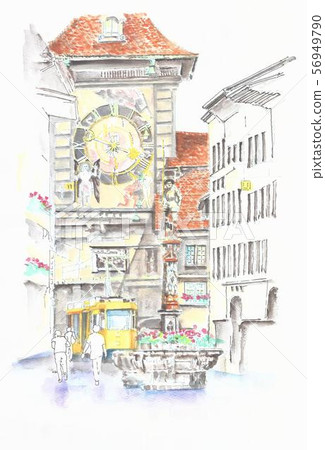 World heritage cityscape, Switzerland, Bern, clock tower 56949790