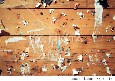 Old notice board with scraps of papers 56950218