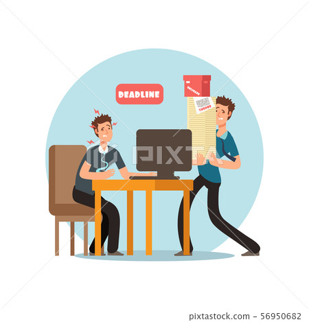 Stressed office people for deadline and time management vector concept 56950682