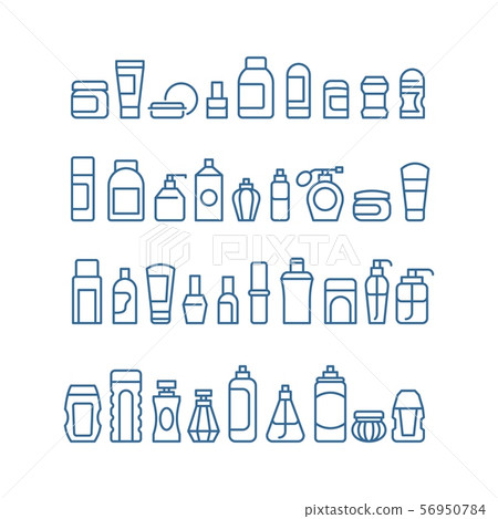 Woman beauty products, cosmetics, body skin care and makeup package vector icons isolated Woman beauty products, cosmetics, body skin care and makeup package vector icons isolated 56950784