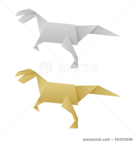 Paper origami dinosaurs isolated on white background Paper origami dinosaurs isolated on white background 56950896