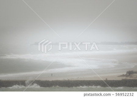 Heligoland on a windy, rainy day 56952232