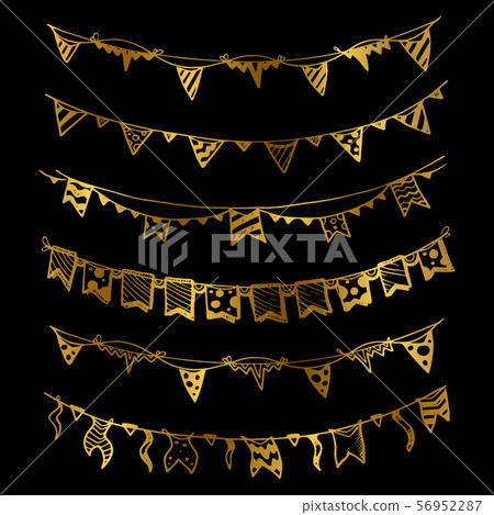 Gold holiday garlands with light bulbs vector set Gold holiday garlands with light bulbs vector set 56952287