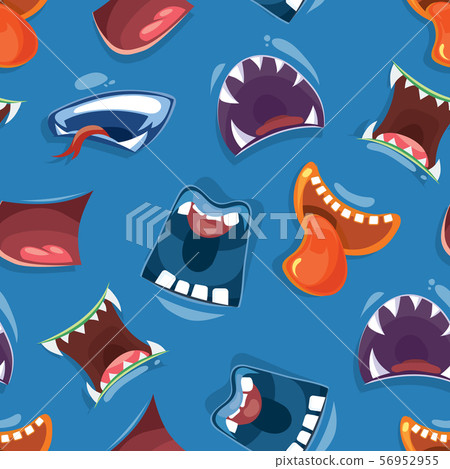 Seamless pattern with color cartoon monster mouths Seamless pattern with color cartoon monster mouths 56952955