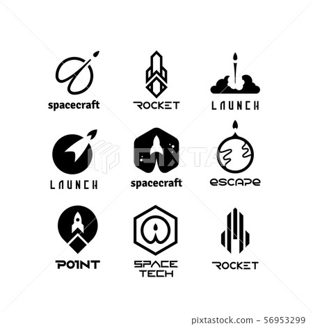 Space flying rockets, launching shuttles, spaceship, aviation vector logos isolated Space flying rockets, launching shuttles, spaceship, aviation vector logos isolated 56953299