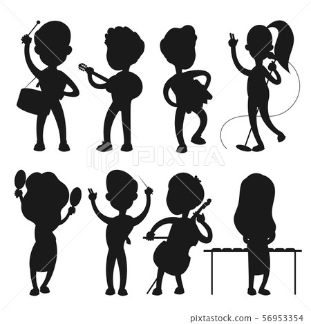 Musicians vector silhouettes isolated on white background Musicians vector silhouettes isolated on white background 56953354