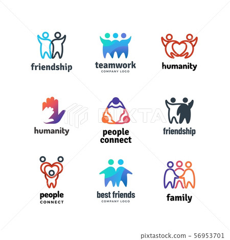 Friendship community friendly team people together cooperation vector logo set 56953701