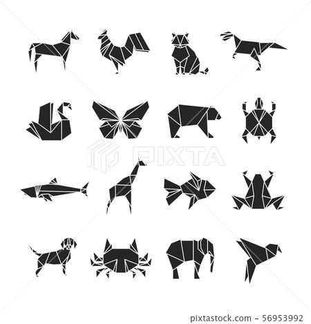 Abstract animals silhouettes with line details. Animal icons isolated on white background 56953992